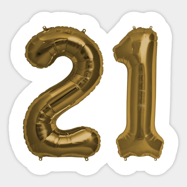 Bronze 21st Birthday Metallic Helium Balloons Numbers Sticker by podartist